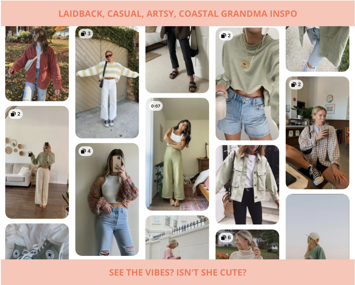 Image of Cagney's Pinterest mood board of her dream style, coastal grandma.